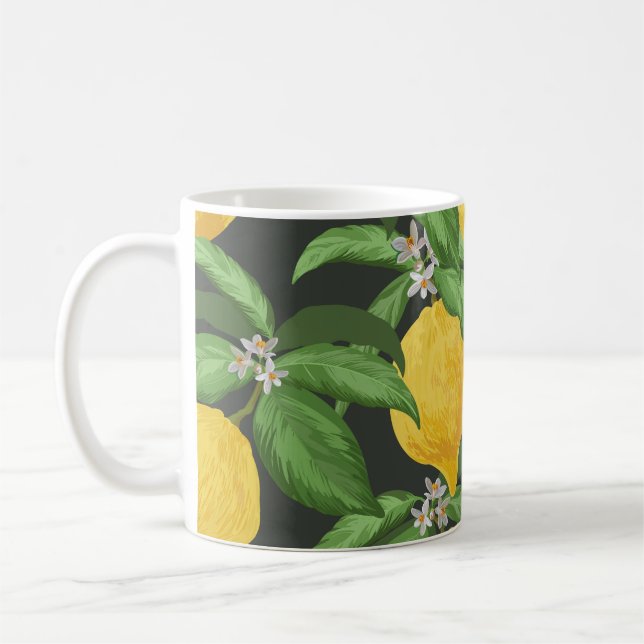 Vintage Lemon Tropical Pattern Coffee Mug (Left)