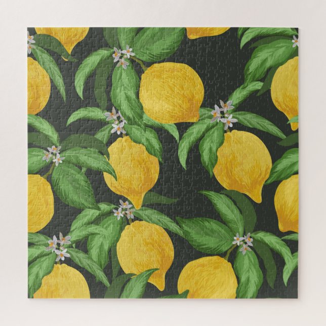 Vintage Lemon Tropical Pattern Jigsaw Puzzle (Vertical)