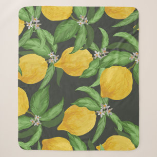 Vintage Lemon Tropical Pattern Sherpa Blanket