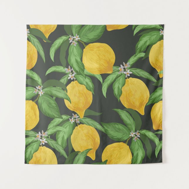 Vintage Lemon Tropical Pattern Tapestry (Front)
