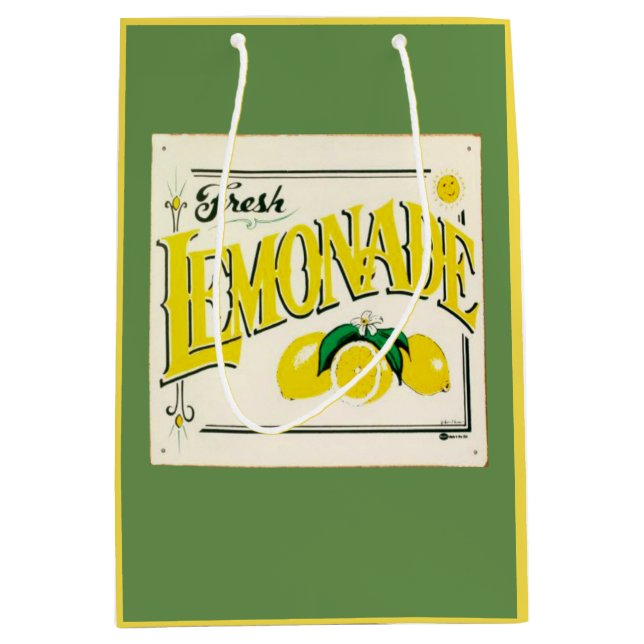 Vintage lemonade sign lemon summer fruit green  medium gift bag (Front)