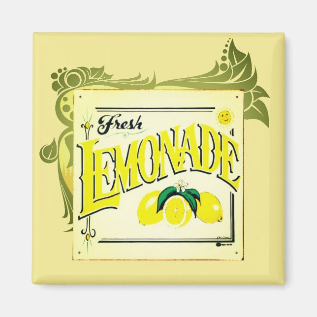 Vintage lemonade sign lemon summer fruit magnet (Front)