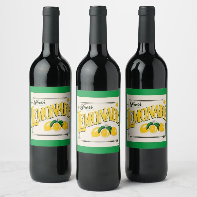 Vintage lemonade sign lemon summer fruit wine label (Bottles)
