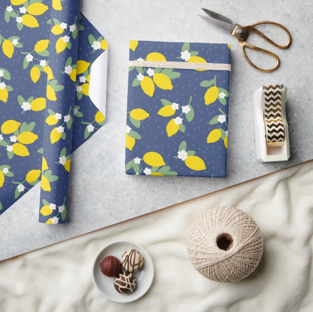 Vintage Lemons and Greenery Pattern  Wrapping Paper (Crafts)