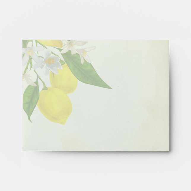 Vintage Lemons and Greenery The Barefoot Bride Envelope (Front)