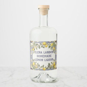 Vintage Lemons Custom Name Limoncello Lemon Liquor Bottle Label
