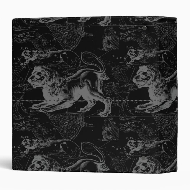 Vintage Leo Constellation MapHevelius 1690 Binder (Back/Spine)