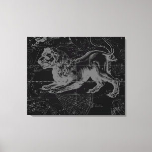 Vintage Leo Constellation MapHevelius 1690 Canvas Print