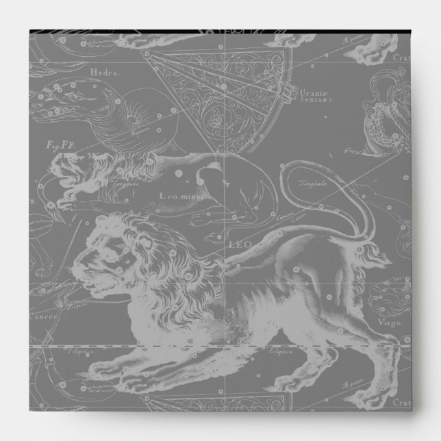 Vintage Leo Constellation MapHevelius 1690 Envelope (Front)