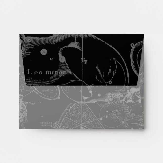 Vintage Leo Constellation MapHevelius 1690 Envelopes (Back (Top Flap))