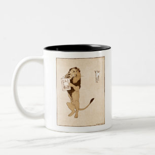 Vintage Leo Lion and a book by Edward Penfield Two-Tone Coffee Mug