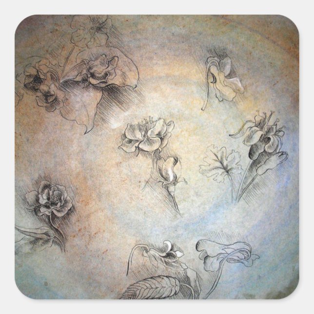 Vintage Leonardo Da Vinci Flowers Sticker (Front)