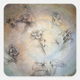 Vintage Leonardo Da Vinci Flowers Sticker
