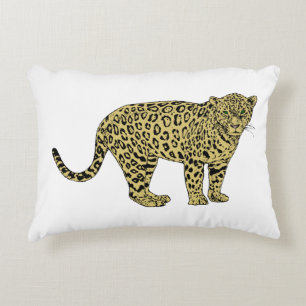 Vintage Leopard Cheetah Spotted Cat Drawing Accent Pillow