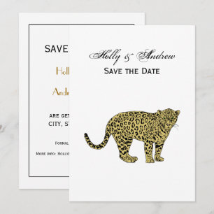 Vintage Leopard Cheetah Spotted Cat Drawing Invitation