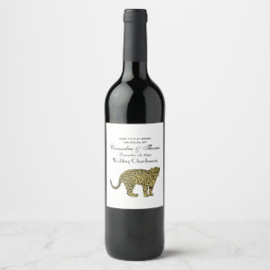 Vintage Leopard Cheetah Spotted Cat Drawing Wine Label