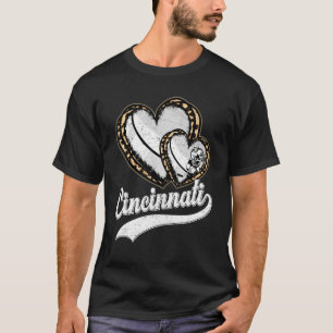 Vintage Leopard Heart Cincinnati Hockey Men Women T-Shirt