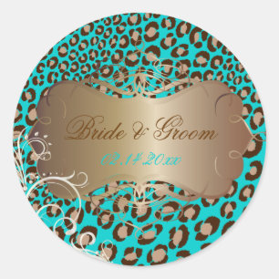 Vintage Leopard pearl swirls wedding stickers