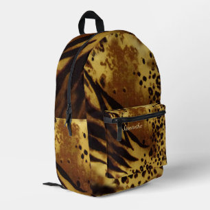Vintage Leopard Print Backpack - School Laptop Bag