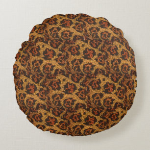 Vintage Leopard Print Round Pillow