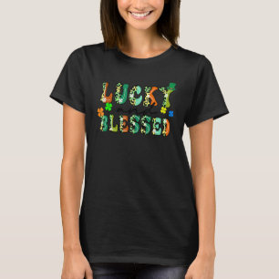 Vintage Leopard St Patrick's Day C Lucky And Bless T-Shirt