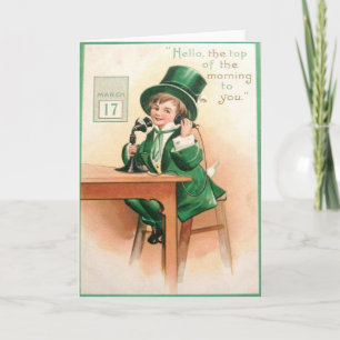 Vintage Leprechaun Telephone St Patrick's Day Card