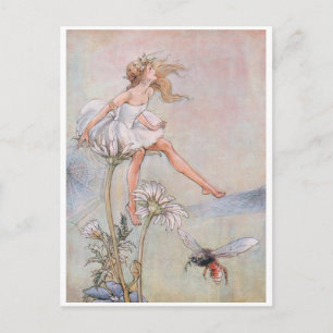 Vintage Les Abeilles Knees Fairy Carte Postale
