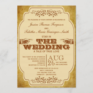 Vintage Lesbian Wedding Theatre Production Invitation