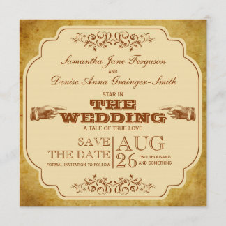 Vintage Lesbian Wedding Theatre Save The Date
