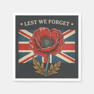 Vintage "Lest We Forget" Remembrance Day Poppy Napkin