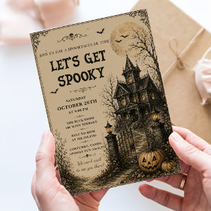 Vintage Let’s Get Spooky Haunted House Halloween Invitation