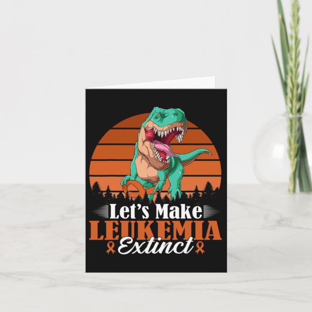 Vintage Let's Make Leukaemia Extinct Dinosaur Saur Card (Front)