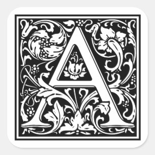Vintage Letter "A" Square Sticker