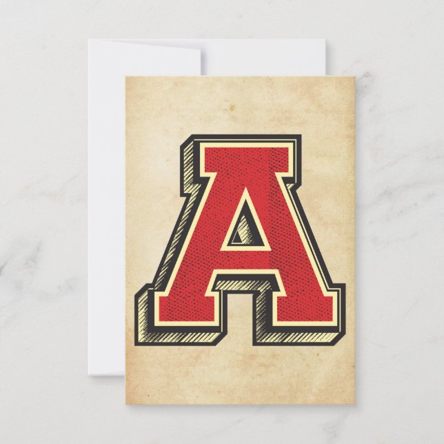 Vintage Letter A Unique Custom Crafted Invitation (Front)
