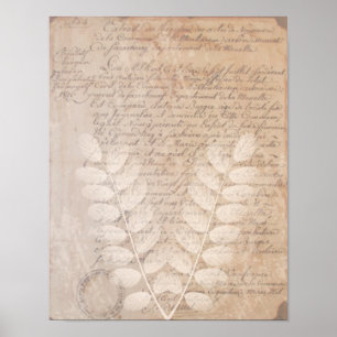 Vintage Letter and Botanical Print Poster