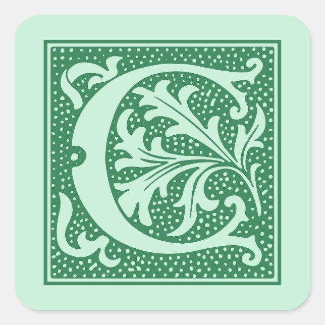 Vintage Letter C Monogram Initial Square Sticker (Front)