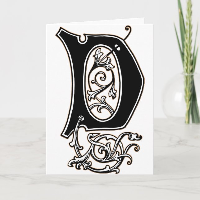 Vintage Letter D Note Card (Front)