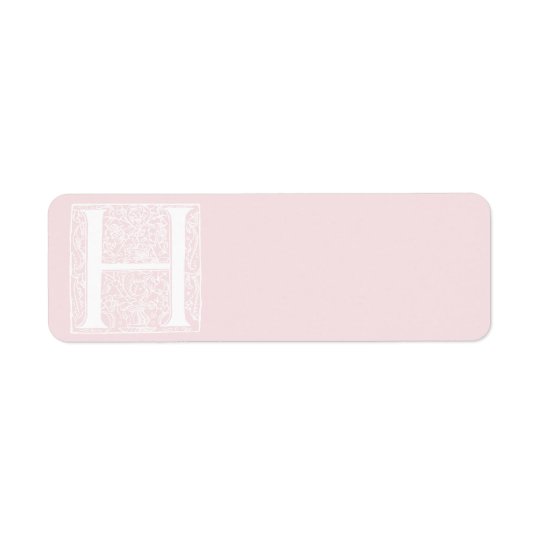 Vintage Letter N Monogram Rose Pink "H" Initials Return Address Label