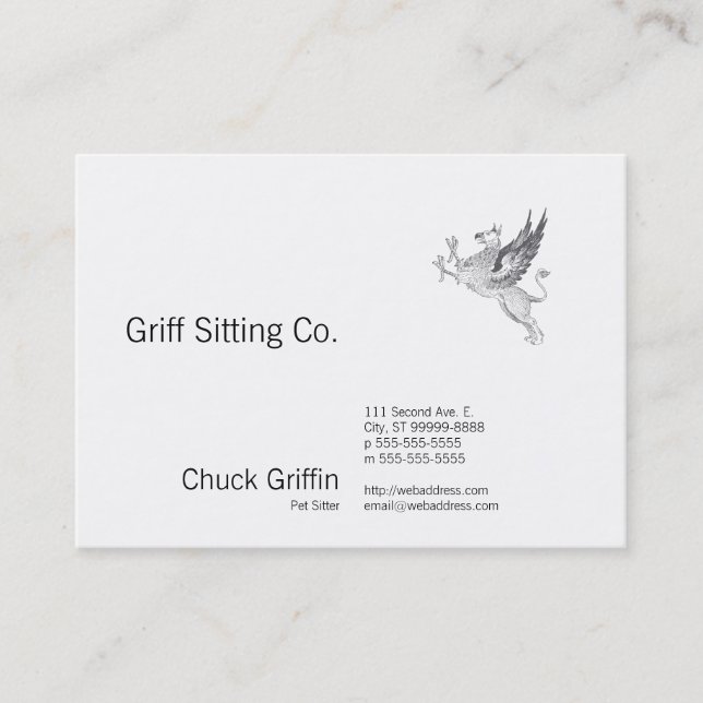 Vintage Letter Press Griffin Line Art Business Card (Front)