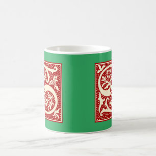Vintage Letter S Monogram Initial Red Green Coffee Mug