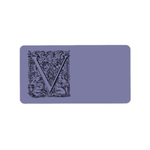 Vintage Letter V Monogram Pale Purple Lavender "V" Label
