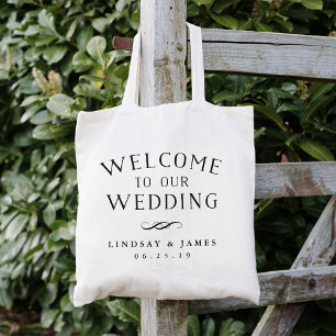 Vintage Lettering Wedding Welcome Tote Bag
