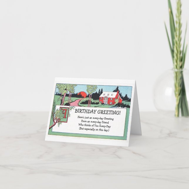 Vintage letterpress birthday greeting card (Front)