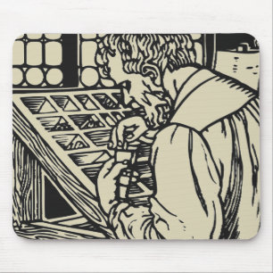 Vintage letterpress printer setting type mousepad