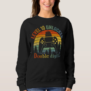 Vintage Level 10 Unlocked Double Digits Video Game Sweatshirt