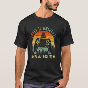 Vintage Level 10 Unlocked Video Gamer 10 Years Old T-Shirt