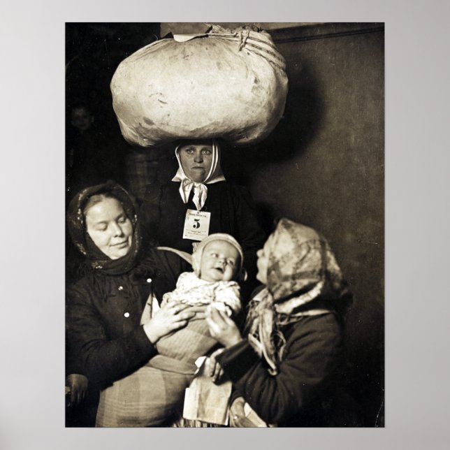 Vintage Lewis Hine Slavic Women and Baby Poster (Front)