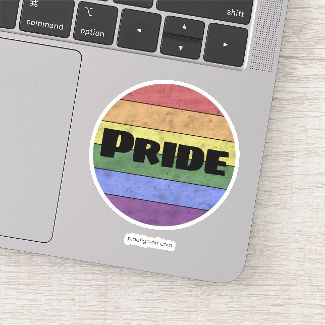 Vintage LGBT flag distressed black text Pride (Detail)