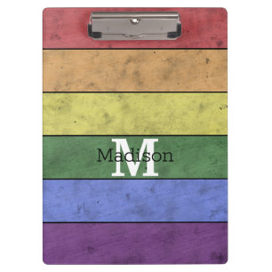 Vintage LGBT flag pride distresed rainbow Monogram Clipboard