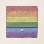 Vintage LGBT flag pride distresed rainbow Monogram Scarf<br><div class="desc">Unique colourful gift for him or her. Personalize monogram with your custom initial and name. 
LGBT flag vintage digital art rainbow colours red orange yellow green blue purple with black lines stripes wood distressed look.</div>